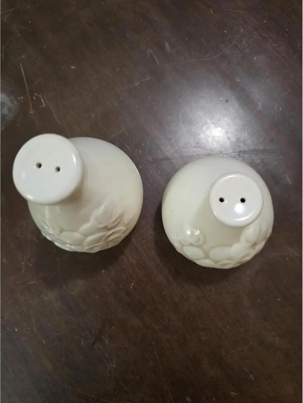 Vintage White Ceramic Floral Salt and Pepper Shakers